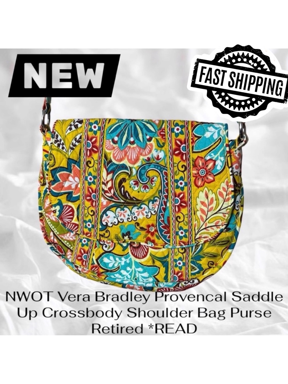 NWOT Vera Bradley Provencal Saddle Up Crossbody Shoulder Bag Retired FAST SHIP